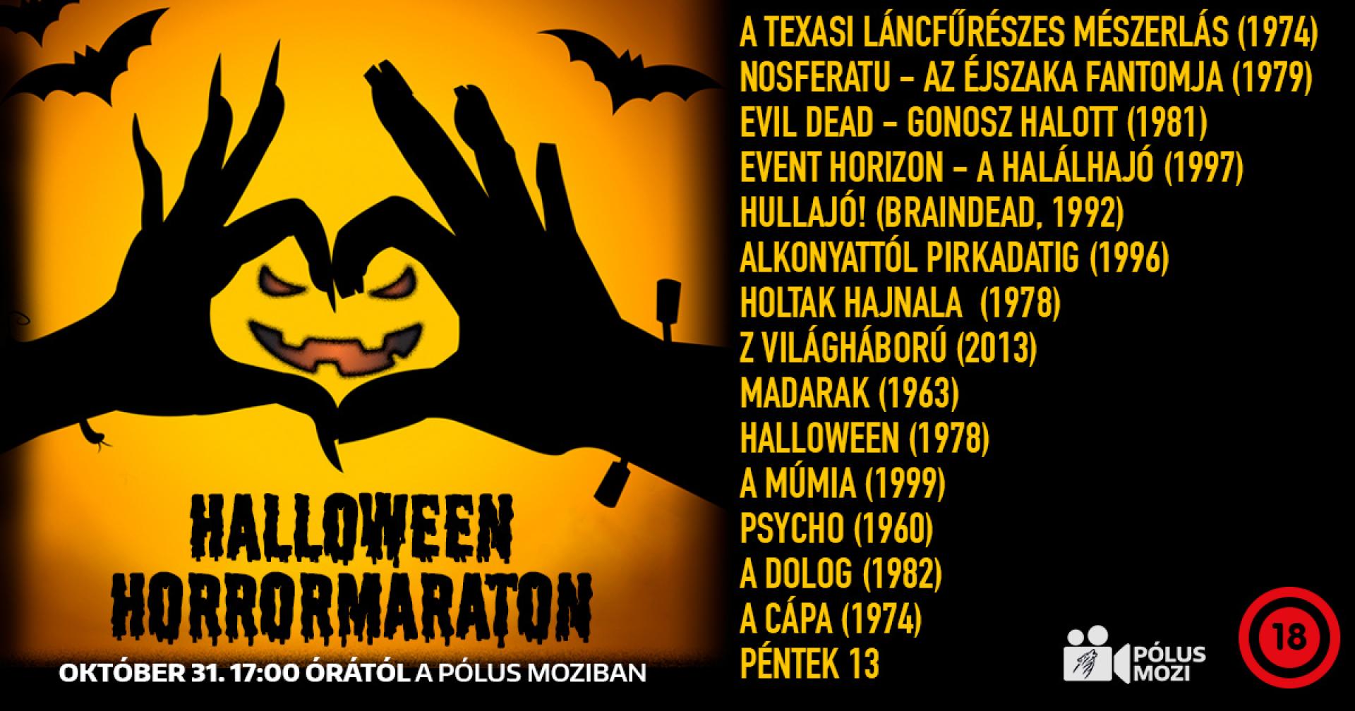 Horrormaraton Halloween éjszakáján a Pólus Moziban